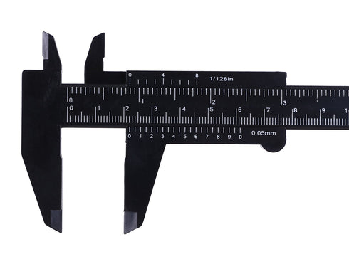 Penta Angel 2Pcs Plastic Caliper, Inch/Metric 6 Inch 150mm Mini Double Scale Ruler Measuring Tool (Gray and Black)