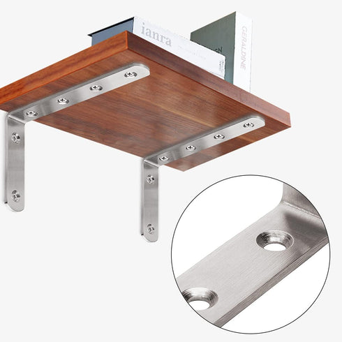 YUMORE L Bracket, 5" x 3", Max Load: 35lb/15KG Heavy Duty Stainless Steel Shelf Support, Pack of 4