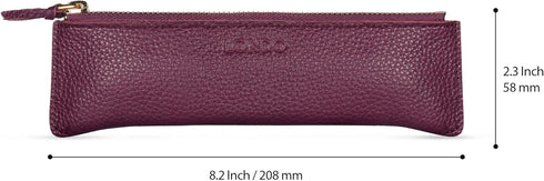Genuine Leather Pen Case with Zipper Closure, Stylish Pencil Pouch Stationery Bag