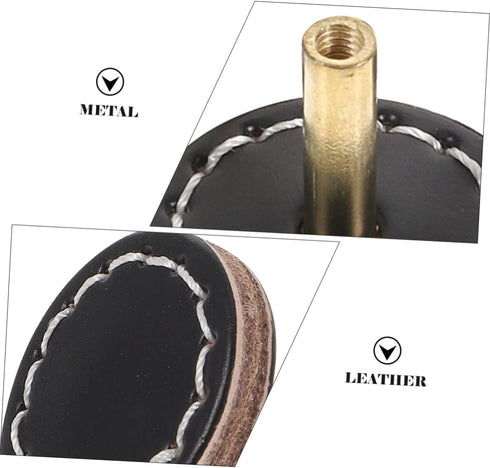 2pcs DOITOOL Round Cabinet Drawer Knobs Single Leather Pull Handles for Wardrobe Shoe Cabinet and Bedside Table Easy