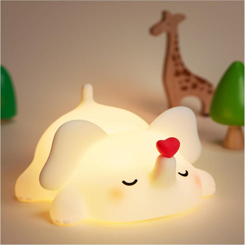 Cute Love Elephant Night Light For Kids, LED Squishy Nursery Lamp Warm