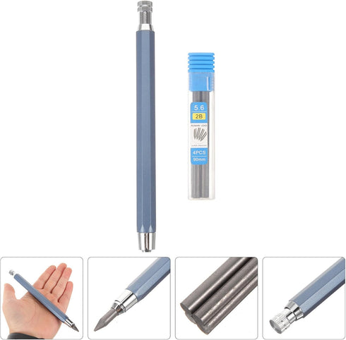 SEWACC Metal Mechanical Pencils Set, 5.6mm Retractable Writing Pencils with 4 Tubes of Refills