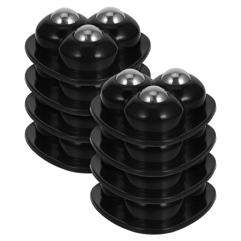 FOMIYES 8pcs Black Stainless Steel Ball Bearing Self Adhesive Mini Caster Wheels