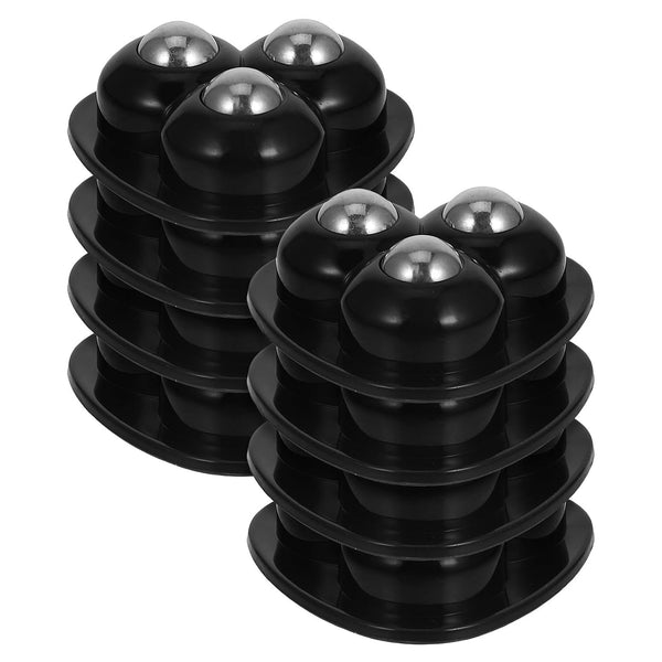 FOMIYES 8pcs Black Stainless Steel Ball Bearing Self Adhesive Mini Caster Wheels