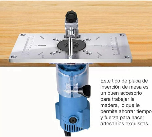 Router Trimmer Woodworking Tool - Aluminium Alloy Router Table Insert Plate for Bench Trimming