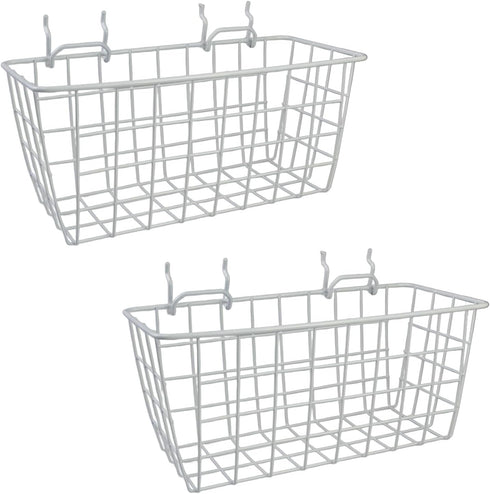 G.CORE 2 Pack Pegboard Baskets, Metal Shelves Hooks for 1/8" 1/4" Peg Boards, Organize Tools Workbench Accessories,
