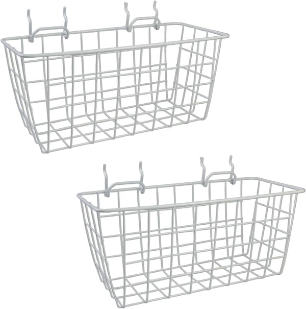 G.CORE 2 Pack Pegboard Baskets, Metal Shelves Hooks for 1/8" 1/4" Peg Boards, Organize Tools Workbench Accessories,