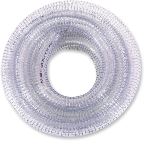 DAVCO 3/8" ID x 10 ft PVC Reinforced Tubing - High Pressure Flexible Vinyl Hose, Heavy Duty Clear Suction Tube