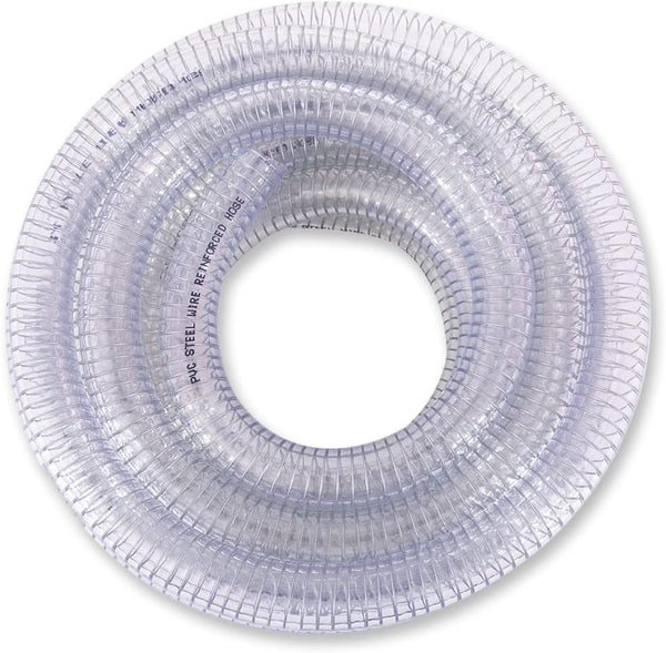 DAVCO 3/8" ID x 10 ft PVC Reinforced Tubing - High Pressure Flexible Vinyl Hose, Heavy Duty Clear Suction Tube