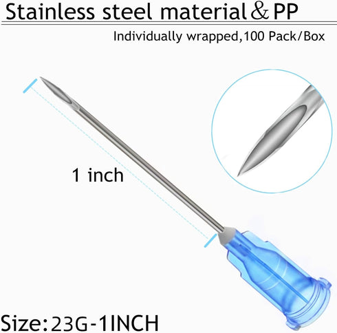 Exlavges 100 Pack 3ml/cc 23Ga 1 Inch Packed Disposable Lab Syringes with Needle Luer Lock, Individually Sealed