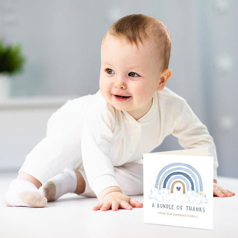 50 Pack 5 5 Inch Whaline Blue Rainbow Thank You Cards Boxed x A Bundle of Thanks From Our Growing Family Note Cards