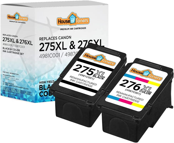 Remanufactured 2-Pack High Yield Ink Cartridges for Canon PG-275XL Black & CL-276XL Color, Replacement for PIXMA TR4720