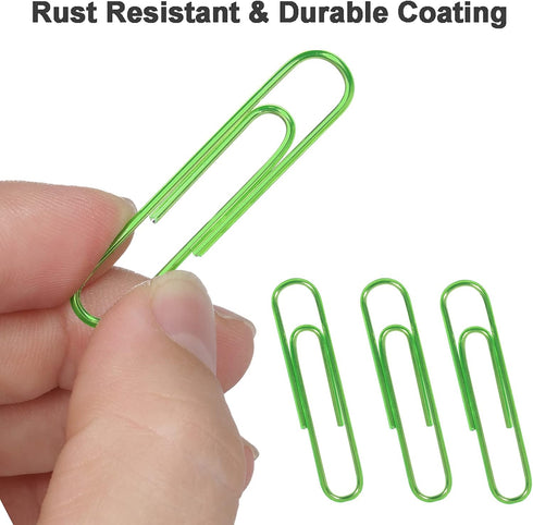 Paper Clips, 100PCS, 2" Large (50MM), Bright Vinyl Coated, Sturdy, Rust-resistant, Green Jumbo for School Home Office