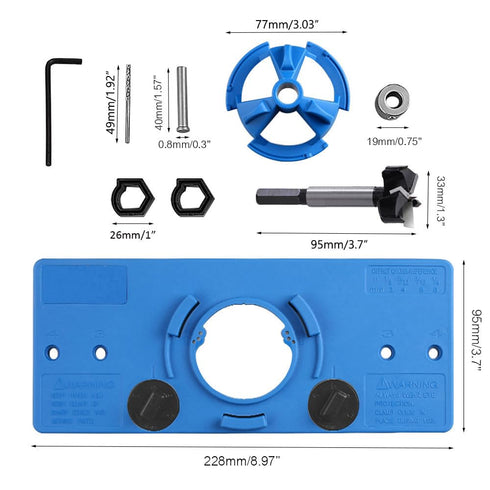 35mm Concealed Hinge Jig Kit, Woodworking Tool Drill Bits for Face Frame Cabinet Door Hinges