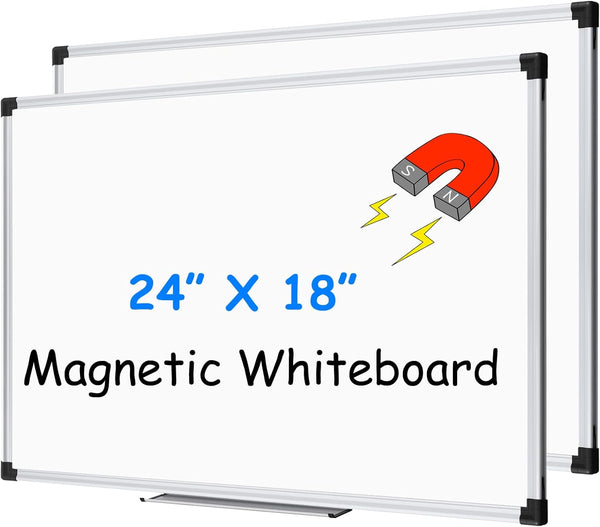 XBoard Magnetic Dry Erase Whiteboard 24 x 18 Inch, Small Hanging White Board with Marker Tray