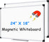 XBoard Magnetic Dry Erase Whiteboard 24 x 18 Inch, Small Hanging White Board with Marker Tray