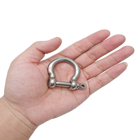 4 Pcs 5/16 Inch 304 Stainless Steel D Ring Shackles, 8 mm Screw Pin Anchor Shackle for Traction Steel Wire