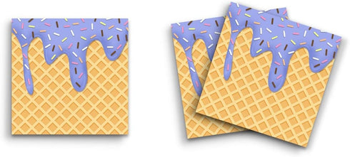 Butler in the Home 12 Pack Sticky Notes 3"x3", 50 Sheet Count Per Pad, Blue Dripping Ice Cream Sprinkles Waffle Cone
