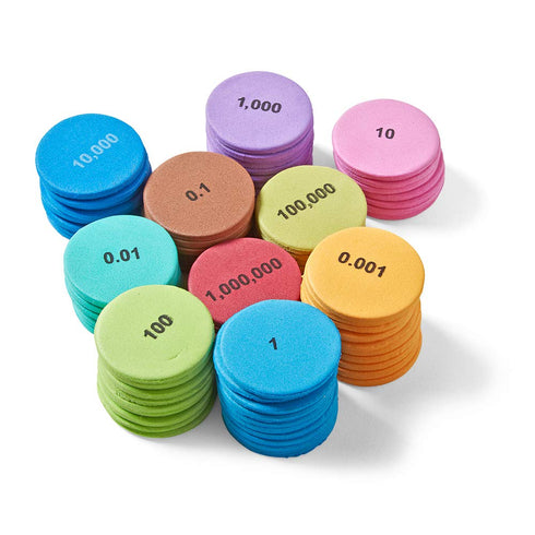 hand2mind Soft Foam Place Value Disks, 10 Values, Counting Chips for Kids, Pack of 875