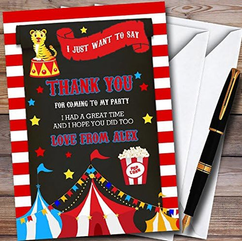 The Card Zoo Carnival Circus Big Top Personalized Childrens Birthday Party Thank You Cards