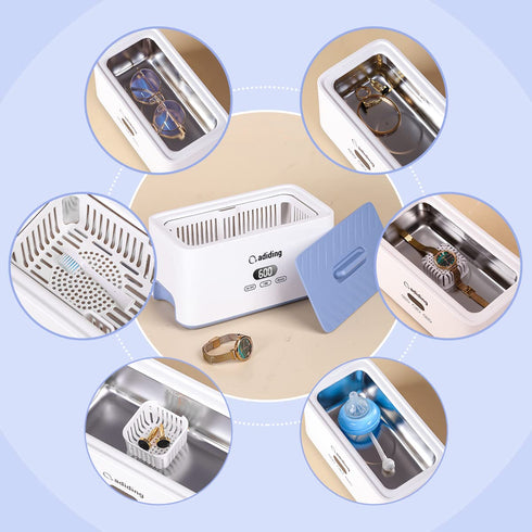 Adiding Ultrasonic Jewelry Cleaner, 1000mL (33.8oz) Sonic Retainer Cleaner with 5 Digital Timer and Degassing