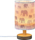 ALAZA Bedside Table Lamp Elephant Purple Lamp for Girls Boys Bedroom with USB Port LED Kids Nightstand Lamp Wood Base