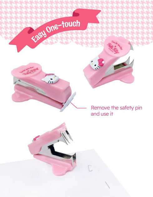 Kitty Mini Stapler with 1,000 Staples/Box, Staples Remover Set, School, Office Stationery, Mini Stapler Set