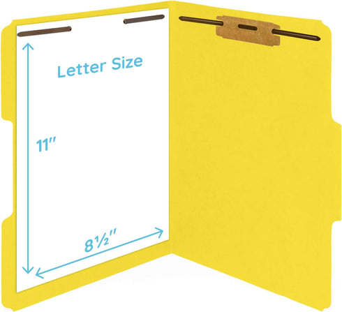 50 1/3 2 50 Pack Yellow Fastener File Folders - Cut Reinforced Tab - Durable Prongs Bonded Fastener Designed