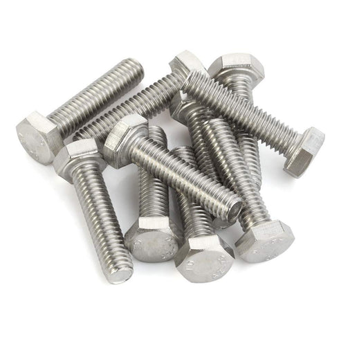 M6 x 20mm Hex Head Screw Bolts - Fully Threaded, Stainless Steel 18-8, Plain Finish, Quantity 25