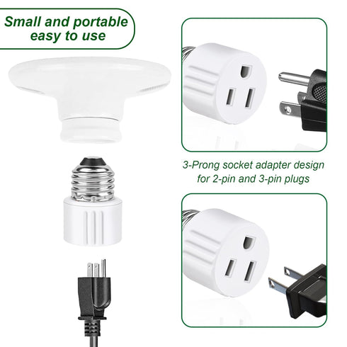 Outlet Light Socket Adapter,Screw in Outlet Socket,E26 Light Bulb to Outlet Socket Converter,Light Bulb Plug Adapter for Porch Light Socket,Camera,Garage Light (1)