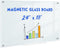 Magnetic Glass Whiteboard, 24" x 18" Frameless Dry Erase Board for Office, Home, Classroom with Marker Tray
