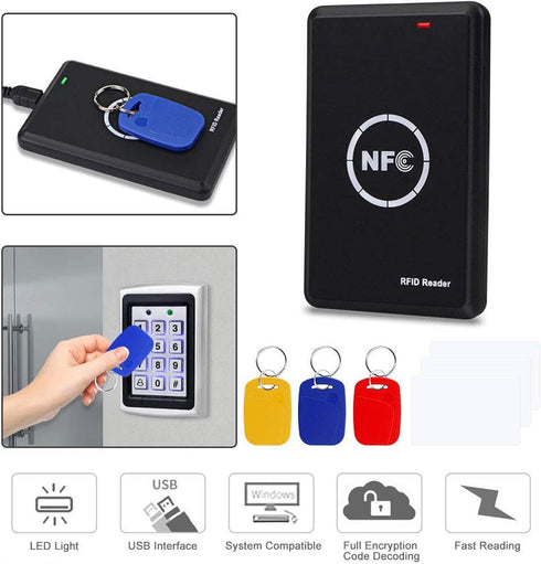 Godely 125khz 13.56Khz RFID NFC Reader Writer,Handheld Key fob Smart Reader Writer,Copier,ICID Dual Band Usage,LED