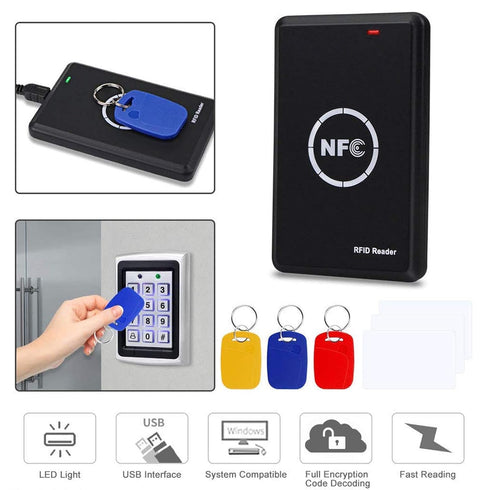 Godely 125khz 13.56Khz 5 T5577 RFID NFC Reader Writer,Handheld Key fob Smart Reader Writer,Copier,ICID Dual Band