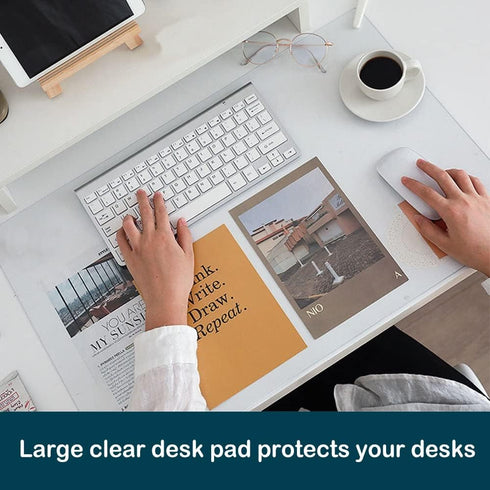 Clear Desk Protector Pad Blotters, 12x24 in Plastic Writing Surface Cover for Office Home Laptop Computer