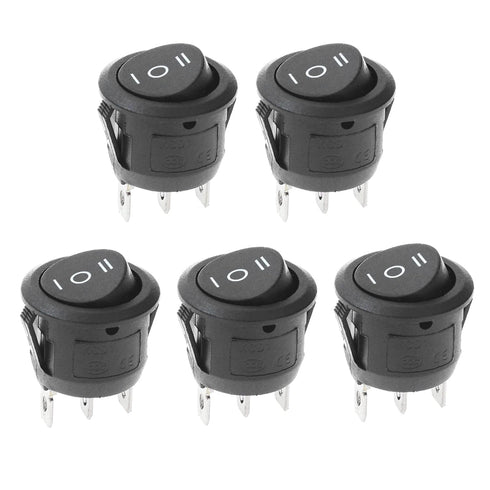 5Pcs SPDT AC 6A/125V 10A/250V 3 Pins Rocker Toggle Switch for Car and Boat KCD1 (Blue)