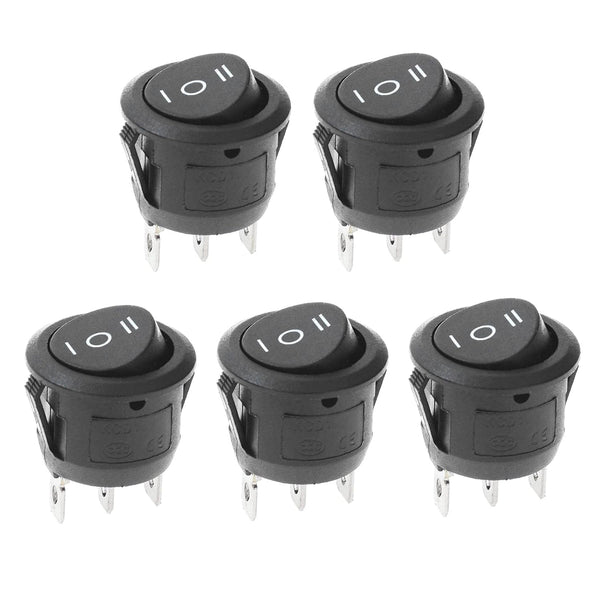 5Pcs SPDT AC 6A/125V 10A/250V 3 Pins Rocker Toggle Switch for Car and Boat KCD1 (Blue)