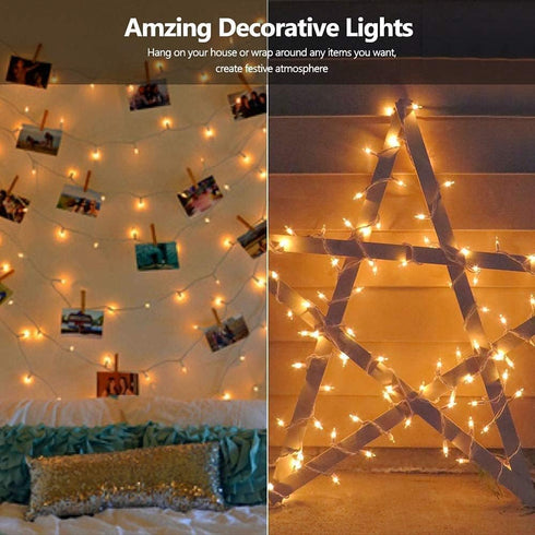 2 Pack 50 Count 12 Christmas String Lights Clear Warm White Mini Lights Plug Powered Waterproof for Indoor and Outdoor