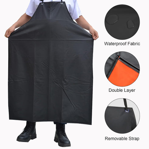Surblue Waterproof Apron, Chemical Resistant Work Safe Clothes (Black)