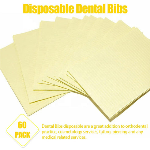 60 13"x18", 3 Pcs Dental Bibs Disposable for Patient, Ply Waterproof Piercing Tattoo Paper Napkin Tissue Bib for Dental