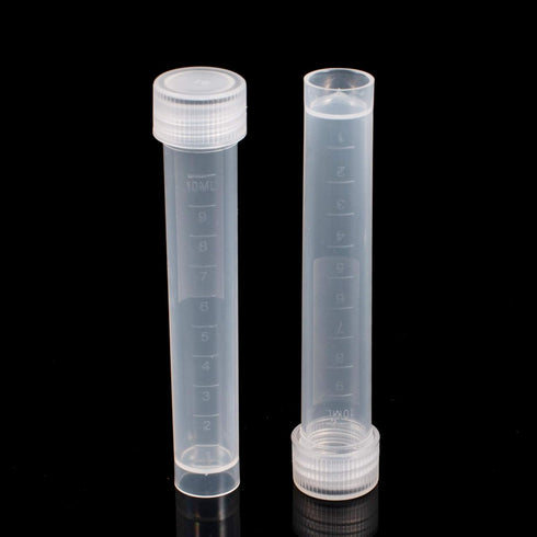 Eowpower 30pcs 10ml Lab Plastic Graduated Vial Storage Test Tubes with Seal Cap Container