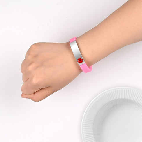 Medical Alert ID Bracelet, Laser Engraved ASTHMA Adjustable Wristband for Men Women Emergency First Aid