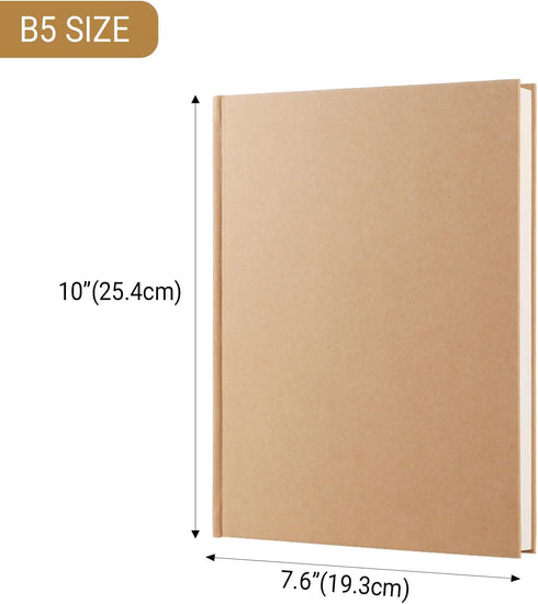 B5 Blank Notebook Journals 7.6" x 10", 160 Pages/80 Sheets, Unlined Kraft Hardcover Sketchbook College Composition Notebooks, Travel Writing Notebooks Journal for College, School, Office by zmybcpack