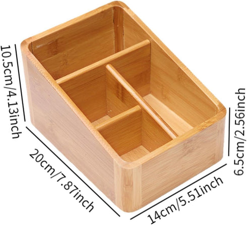 AFXGUSD 4 TV Remote Holder Compartment Basket Decorative Living Room Portable Bamboo Bedroom Media Player Remote