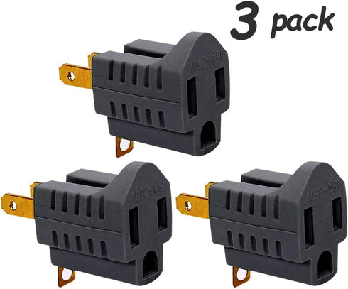 (3 Pack) 3-Prong to 2-Prong Adapter Grounding Converter Polarized 3 Pin to 2 Pin Power for wall Outlets Plugs, Grey