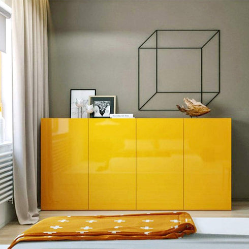 LaCheery Glossy Yellow Contact Paper Decorative Self Adhesive Countertop Contact Paper Waterproof Wallpaper Peel and Stick Shinny Wall Paper Roll for Kitchen Cabinets Furniture DIY Project 15.8"x80" by LACHEERY
