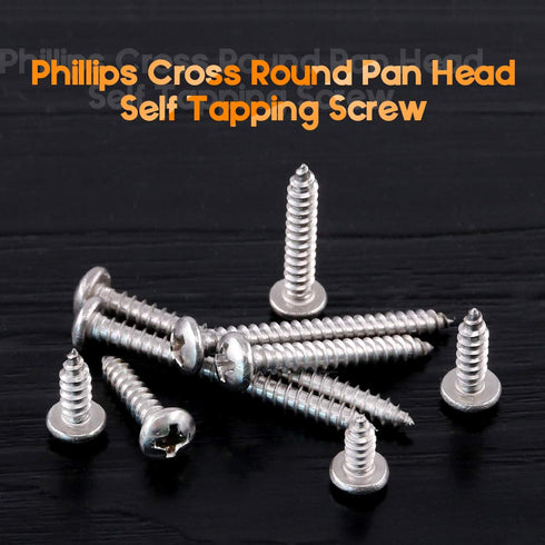 210-Pcs 304 Stainless Steel Round Pan Head Phillips Cross Wood Screws Assortment Kit, # 6 5/16'' to 1-1/2''