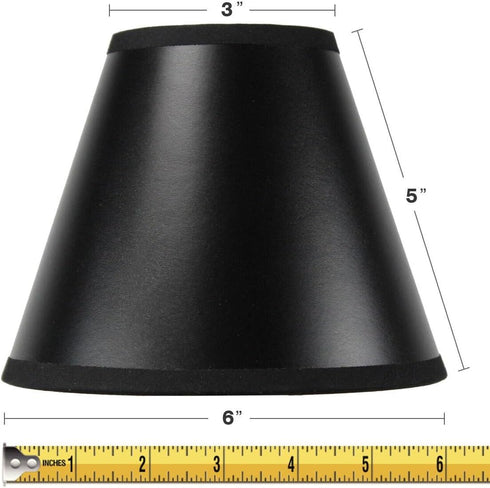 3x6x5 Black Parchment Gold-Lined Chandelier Candle Clip Lampshade - Perfect for chandeliers, foyer lights, and wall