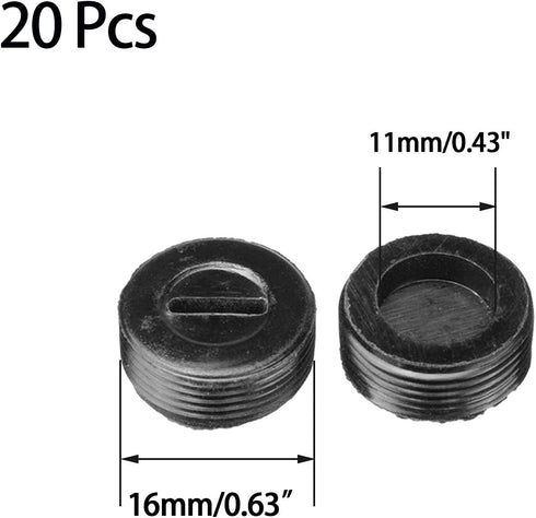 20 Pcs Black Male Thread 16mm OD Diameter Carbon Brush Holder Caps to Replacement Parts For Power Tools 16mm