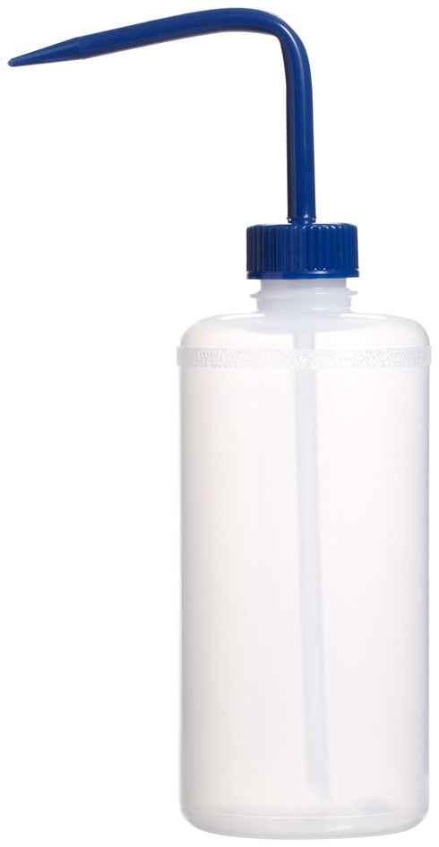 SP Bel-Art Narrow-Mouth 500ml Polyethylene Wash Bottles, Blue Polypropylene Cap, Pack of 6