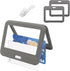 ID Badge Holder with Plastic Clip, Double-Sided Transparent Windows Horizontal Hard Grey Plastic Case for Office School